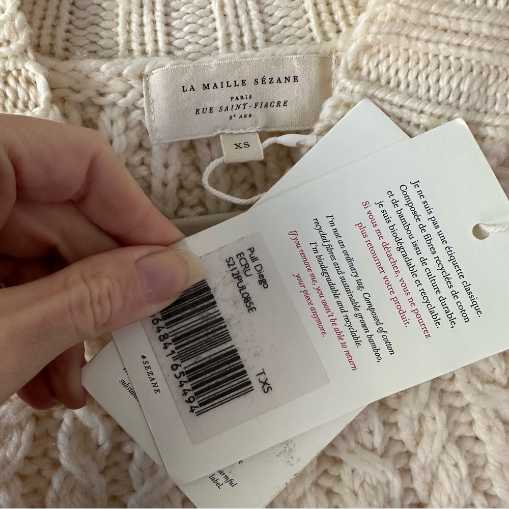 NWT Sezane Diego Cream Sweater - Picture 8 of 14
